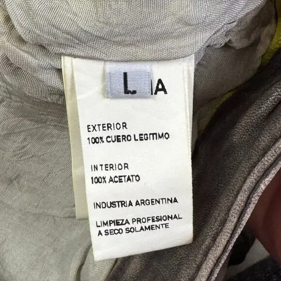 Doma Lamb Leather Mini Shorts 28" S Grey Brown Washed Vintage Finish $500 - Picture 16 of 16